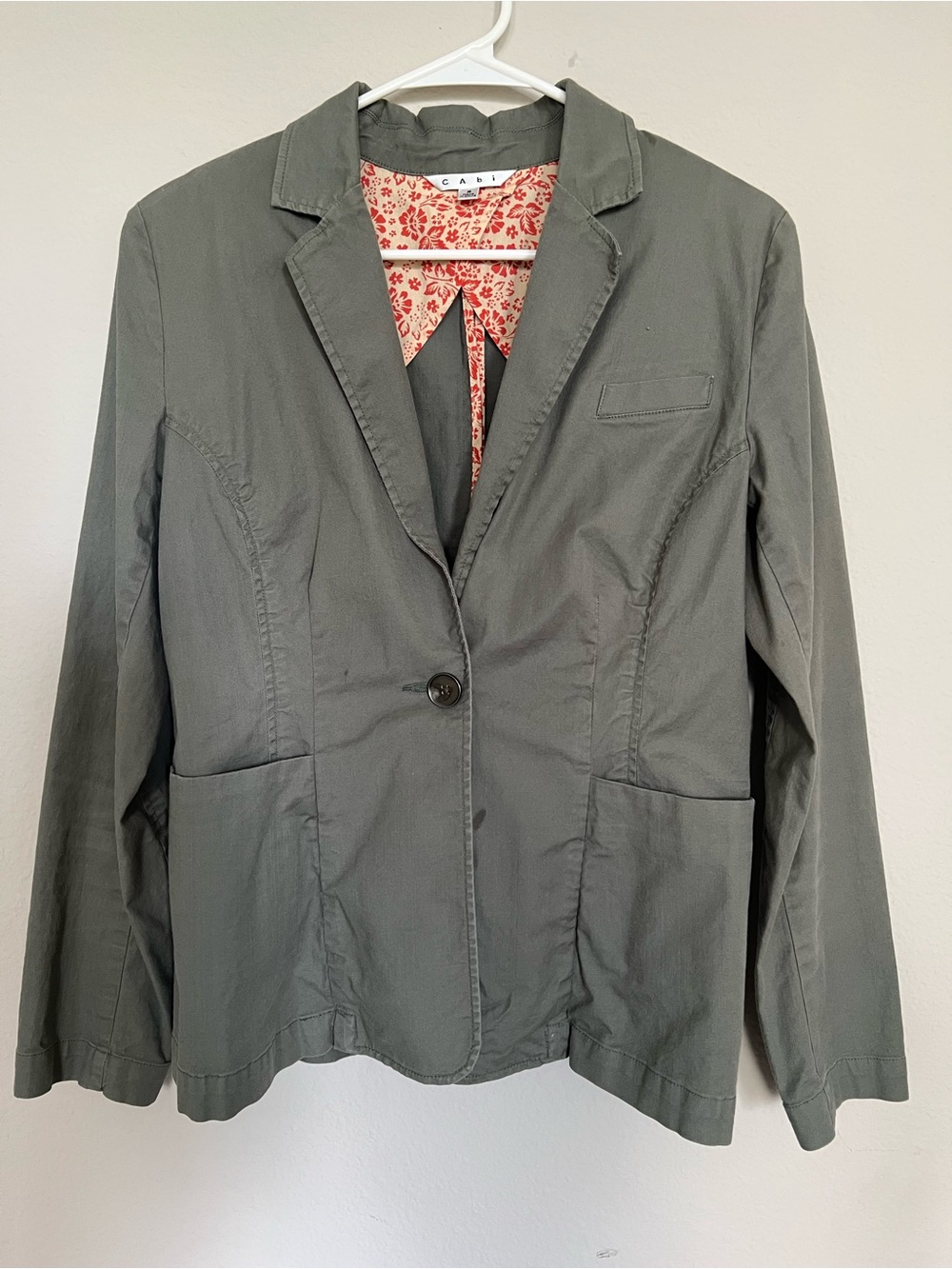 Cabi Olive Green Single-Button Women's Blazer Jacket